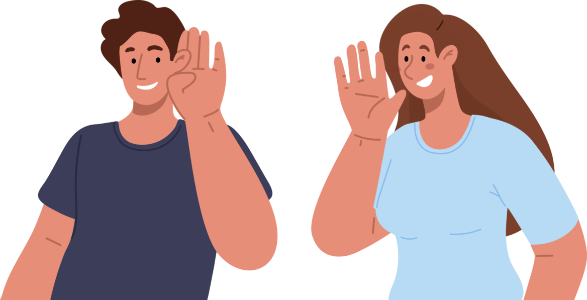 말하는 이를 향해 귀 기울이는 사람