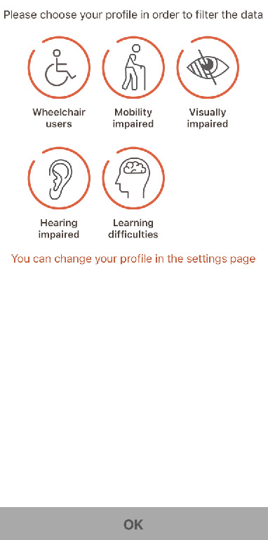 장애 유형을 단순화한 앱 화면