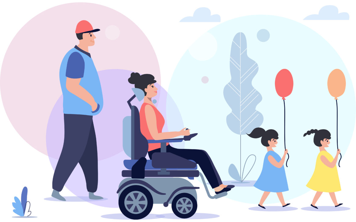 엄마와 아빠, 두 명의 딸의 사인 가족 일러스트 그림