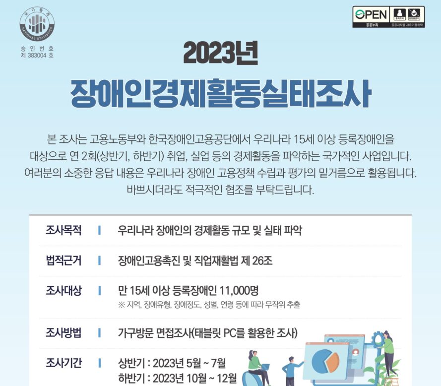 이천이십삼년 장애인경제활동 실태조사 일러스트 이미지